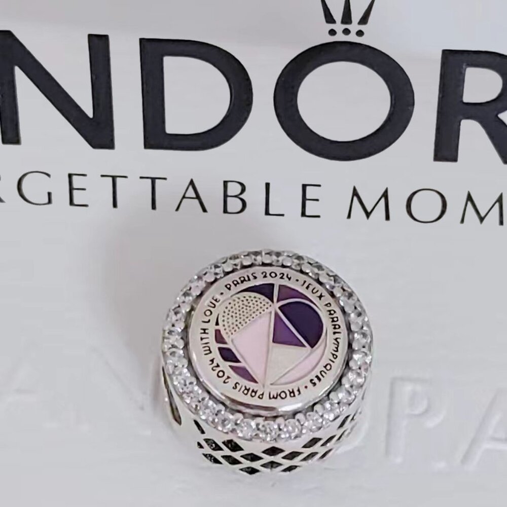 Pandora Charm Paris 2024 Paralympic Games Engravable Bead Pendant S925 Silver